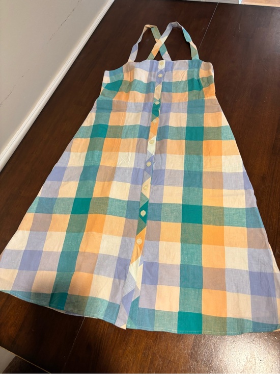 Madewell Dresses & Skirts - Madewell Button-Front Plaid Sundress in Teal, Peach. Lined. Side pockets